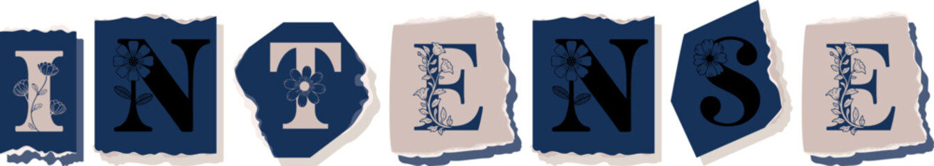 INTENSE Floral Typography of a Concept Word � Elegant Torn Paper Letter Design