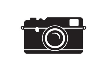 Retro Style Camera Silhouette Vector in Black and White for Photography Themes