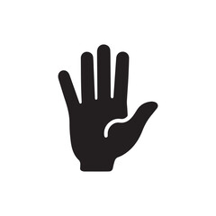Obraz premium Open Palm Hand Icon Vector in Black for Stop, Hello, and High-Five Gestures
