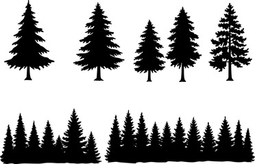 Pine Tree & Forest Silhouettes: Conifer Landscape Icons