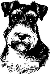 SVG file dog terrier black and white vector for printing, cutting