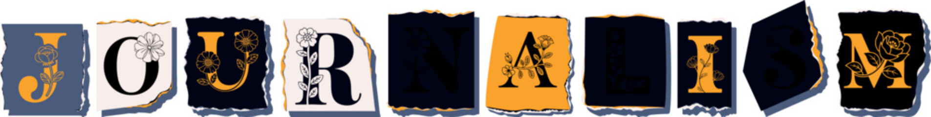 JOURNALISM Floral Typography of a Concept Word � Elegant Torn Paper Letter Design