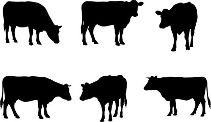  Farm Cow Silhouettes: Livestock & Rural Agriculture Vector Set