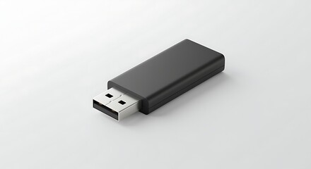 Black U S B Flash Drive on White Background USB flash drive