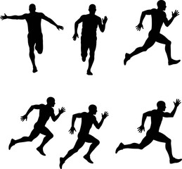 Athletic Male Runners: Sprint & Fitness Silhouette Vectors