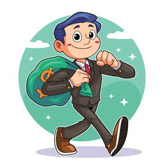 Confident Businessman Walking With Money