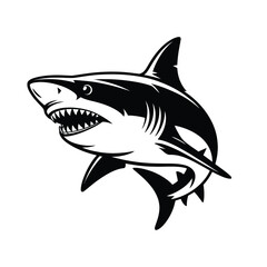 Obraz premium Black And White Graphic Of A Shark Swimming monochrome