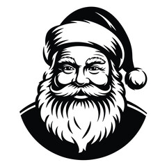 Black and White Graphic of Santa Claus Portrait christmas holiday