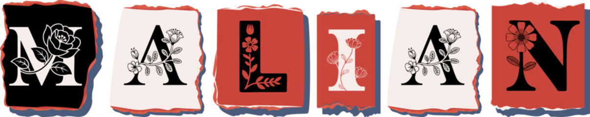 MALIAN Floral Typography of a National Identity � Elegant Torn Paper Letter Design