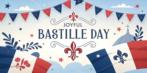 Joyful bastille day celebration illustration