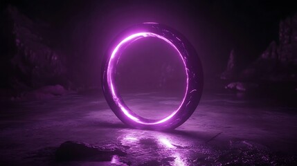 Mystical glowing ring portal