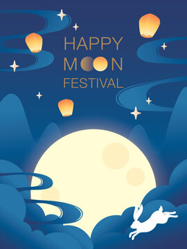 Vector illustration poster for Mid-Autumn festival.
