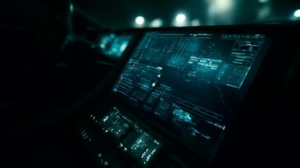 Futuristic car dashboard with glowing interface - Powered by Adobe
