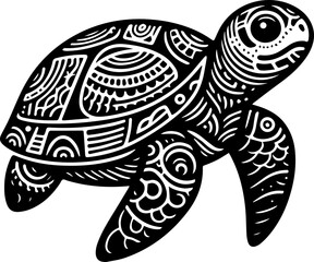 SVG file turtle in tattoo black and white vector for printing, cutting