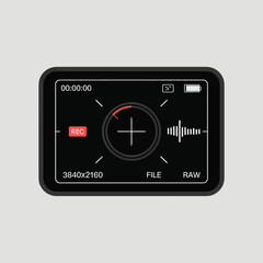 Black Recording Screen Displaying Timecode Audio Levels and Resolution 000000