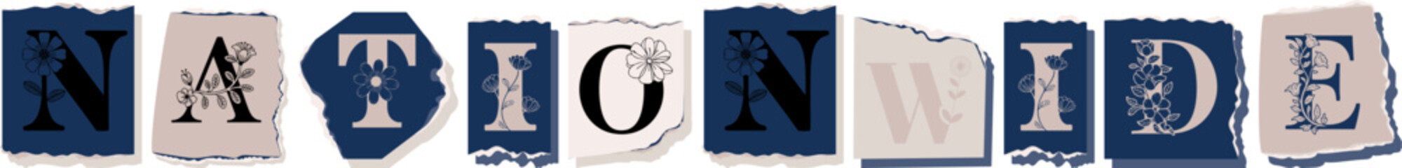 NATIONWIDE Floral Typography of a Concept Word � Elegant Torn Paper Letter Design