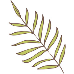 green leaves isolated on white hand drawn summer clipart vector illustration