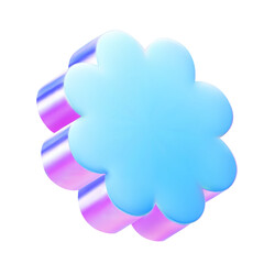 Cloud computing icon. Holographic geometric shape. 3d realistic geometry object. Colorful geometry element