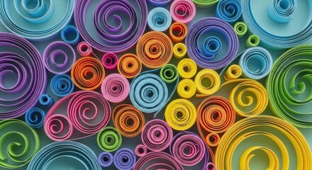 Naklejka premium Colorful Swirls Circles Background Artistic Paper Creation Design