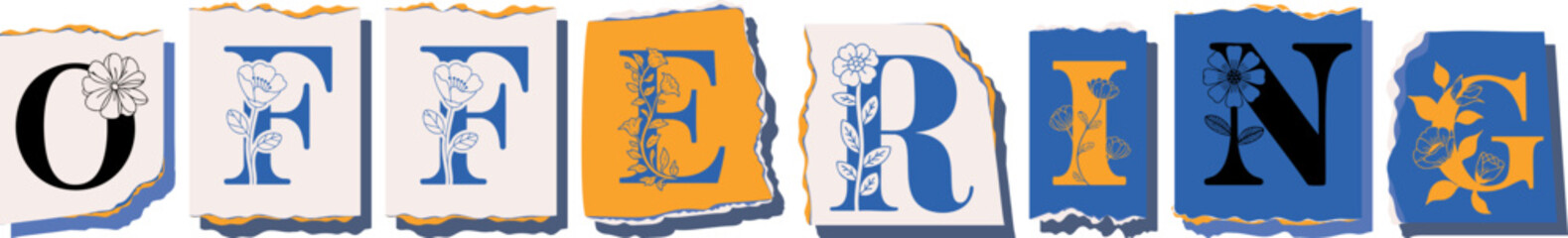 OFFERING Floral Typography of a Concept Word � Elegant Torn Paper Letter Design