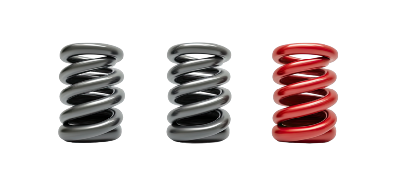 Three spiral springs in different colors