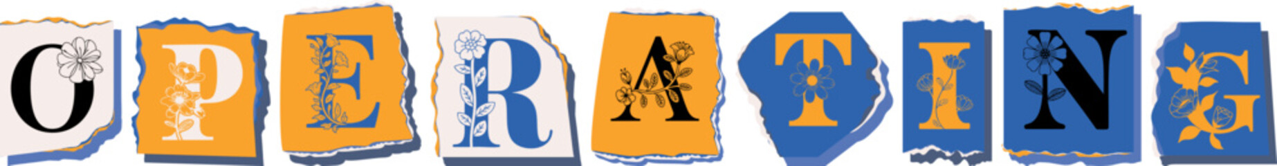 OPERATING Floral Typography of a Concept Word � Elegant Torn Paper Letter Design