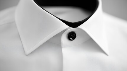 Tailored White Shirt Design with Black Collar and Elegant Buttons