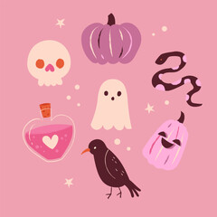 Cute Handdrawn Halloween Illustration Elements