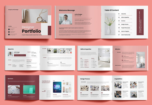 Creative Designer Portfolio Book Layout with Modern Minimalist Style