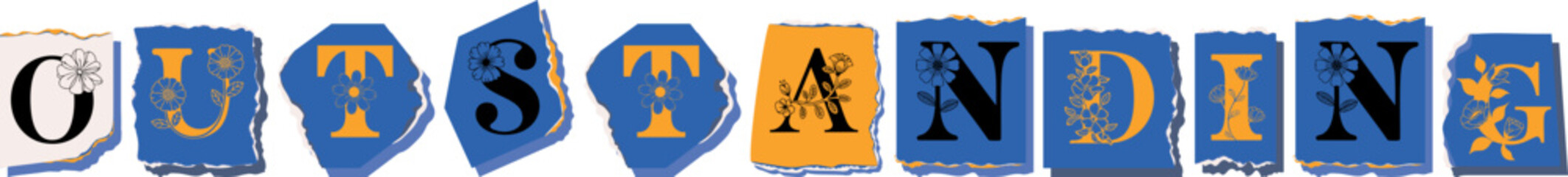 OUTSTANDING Floral Typography of a Concept Word � Elegant Torn Paper Letter Design