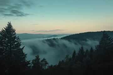 Fototapeta premium Tennessee Forest. Dusk View of Smoky Mountains from Blue Ridge Parkway