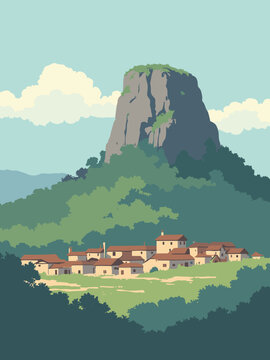 Eswatini - Mlilwane Wildlife Sanctuary, Sibebe Rock, Mantenga Cultural Village in sanctuary green, rock grey, village brown, and sky blue