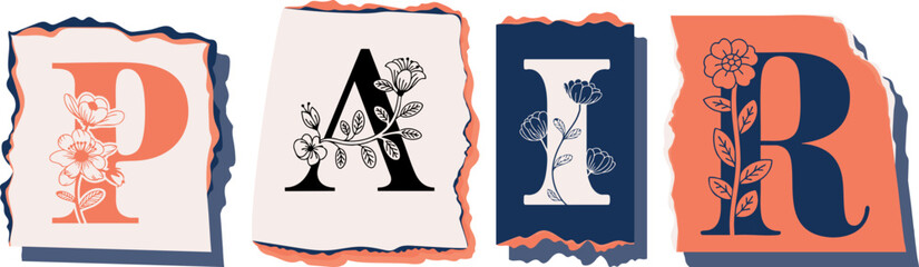 PAIR Floral Typography of a Concept Word � Elegant Torn Paper Letter Design