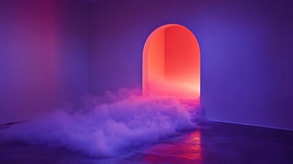 Abstract archway illuminated with vibrant colors