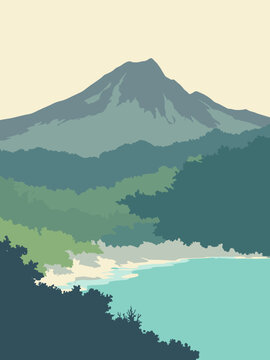 Comoros - Mount Karthala, Lac Sal&eacute;, Moheli Marine Park in volcanic grey, lake turquoise, marine teal, and island green