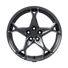 Obraz premium Modern car wheel rim design showcasing sleek lines and a polished finish on a Transparent background, Modern Car Wheel Rim on PNG background