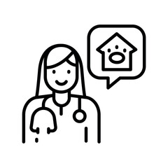 mobile vet black line icon for digital and print projects.