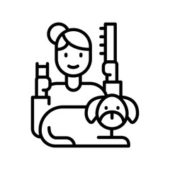 pet grooming black line icon for digital and print projects.