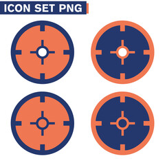 Obraz premium SET ICON Impostazione Icona di destinazione Design piatto. - illustrazionI MIRINO FUOCO CENTRO FRECCETTE 