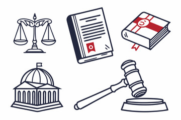vector illustration of a law book and gavel