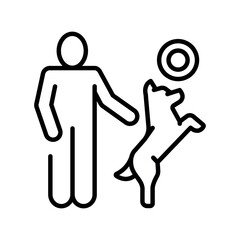 dog training black line icon for digital and print projects.