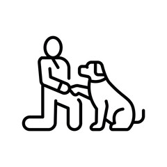 dog socialisation black line icon for digital and print projects.