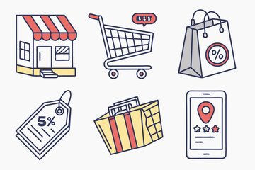 shopping icon set