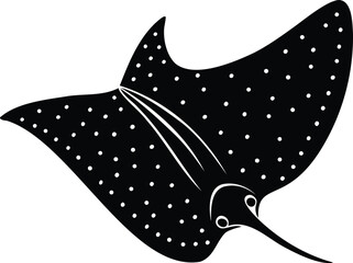 A distinctive silhouette of a spotted eagle ray gracefully gliding through the water