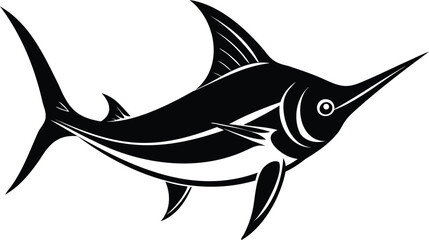 A strikingly bold illustration of a swordfish, perfect for logo or emblem