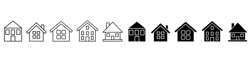 House icon vector set. Home illustration sign collection. Building symbol. Hotel logo. Houses set of web icons. Home for web and mobile app