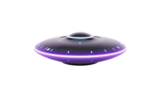Grey UFO with purple glow