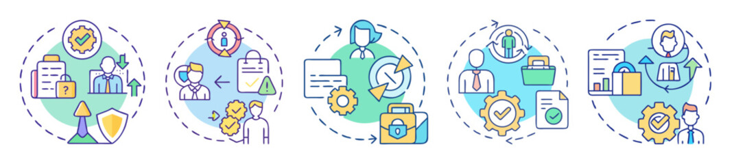 Infographics Illustrating Data Security and Compliance Procedures with Icons and Business Graphics