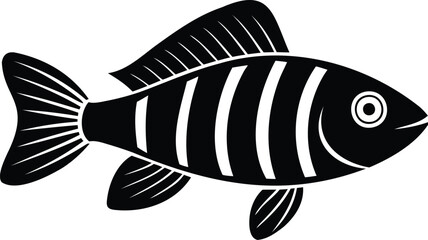 Simple and Graphic Black and White Fish Illustration with Vertical Stripes