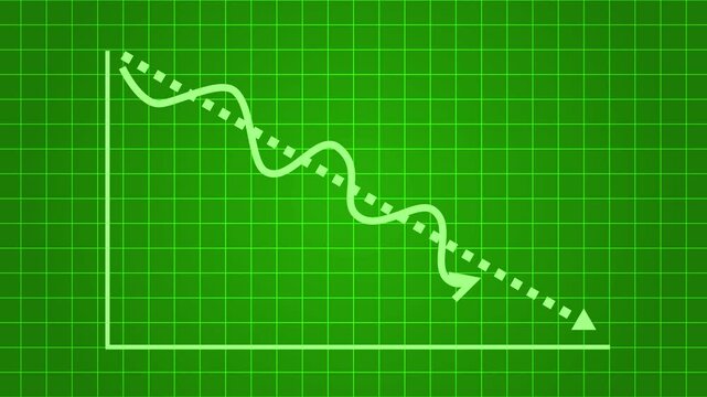Business Graph with Downward Trend Arrow Animation
